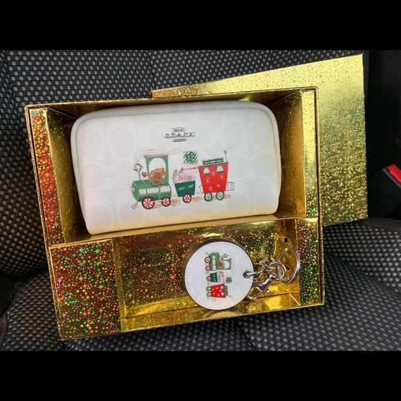 Coach Make-up Bag and Compact Mirror Keychain set - Picture 3 of 3